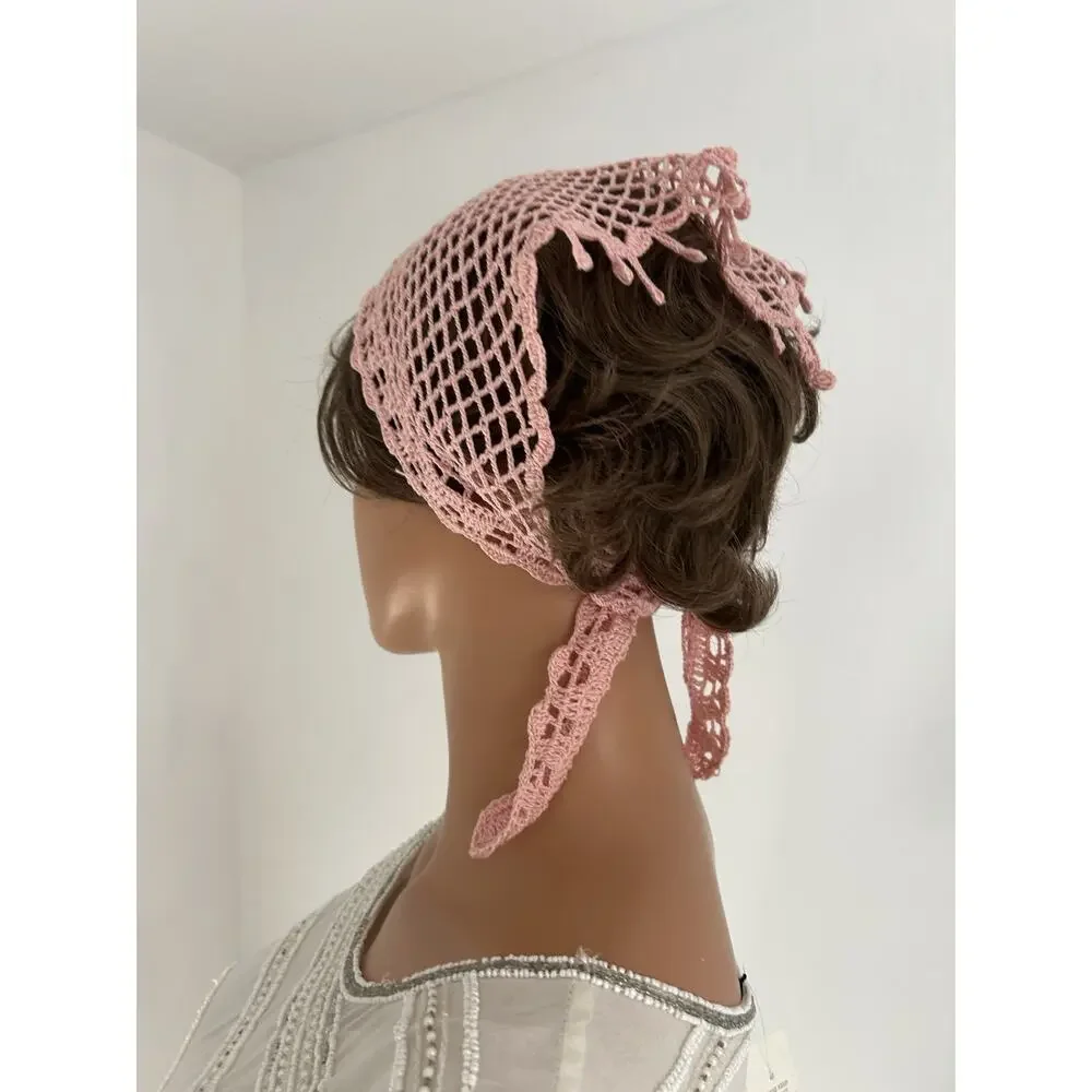 Handmade Crochet Hair Bandana | Lightweight Summer Head Scarf | Cotton Head Wrap